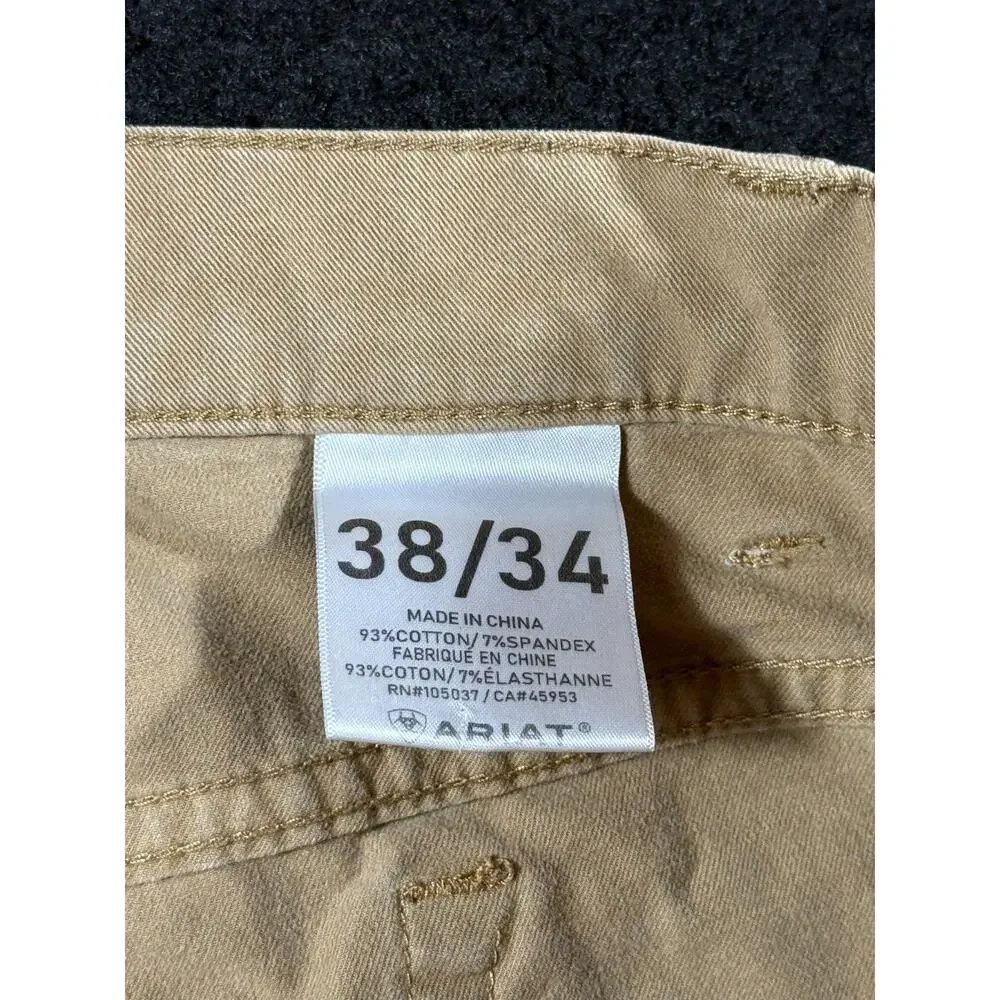 Ariat M5 Jeans Mens 38x34 Brown Denim Straight Leg Workwear Stretch Cotton